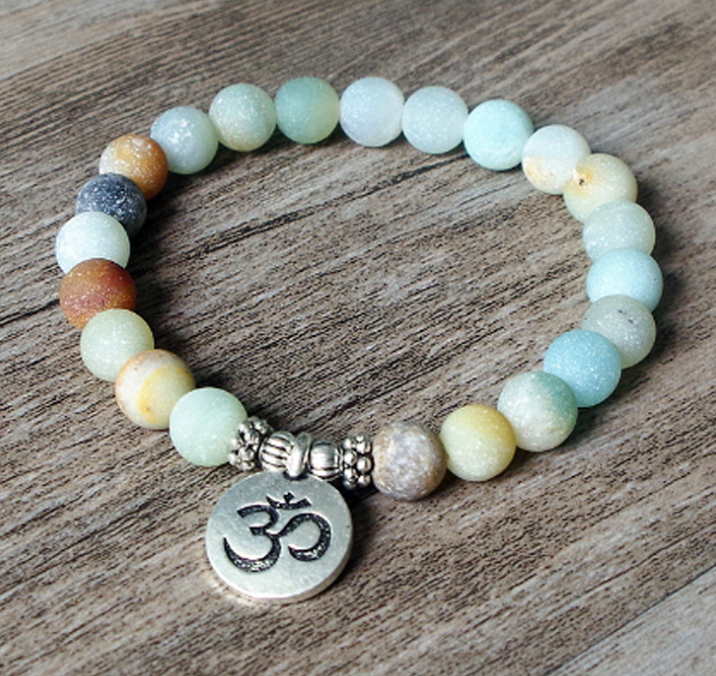 Matte Amazonite Stone Strand Bracelet Yoga Chakra – Jewelry Gift Ideas — 1