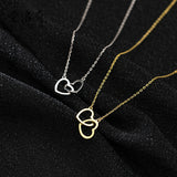 Double Heart Interlocking Titanium Steel Necklace – Jewelry Gift Ideas — 1