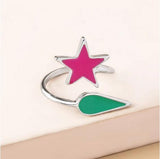 Ring Silver Water Drop Star Layered Circle Classic – Unique Gift Ideas — 1