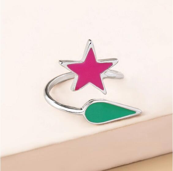 Ring Silver Water Drop Star Layered Circle Classic – Unique Gift Ideas — 1