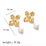 Metal Flower Pearl Pendant And Earrings Set – Jewelry Gift Ideas — 4