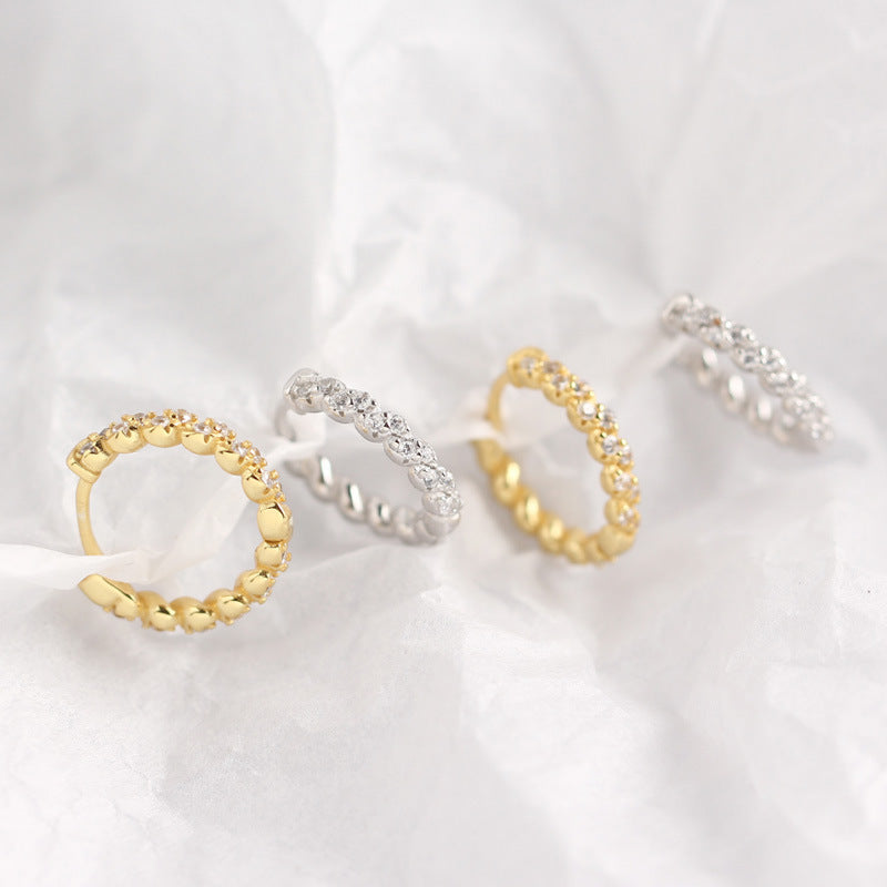 Vintage Screw Pattern Earrings Gold-plated Zircon – Gifts for Her — 1