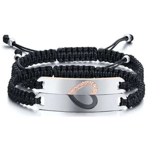 Black Steel Hand Woven Couple Bracelet – Jewelry Gift Ideas — 2