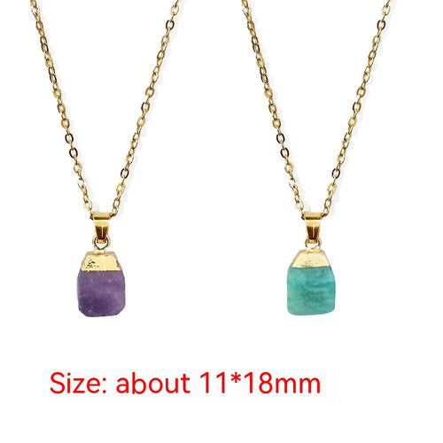 Cut Natural Necklace With Original Stone Pendant – Jewelry Gift Ideas — 2
