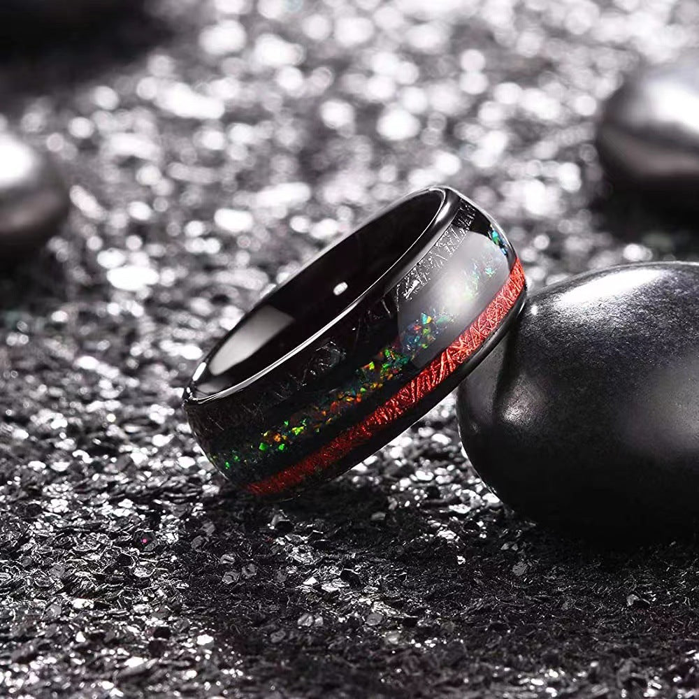 Opal Ruby Black Meteorite Ring – Meaningful Gifts — 1