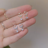 25 Silver Stud Earrings Women's French Simple Hollow – Gifts for Her — 5