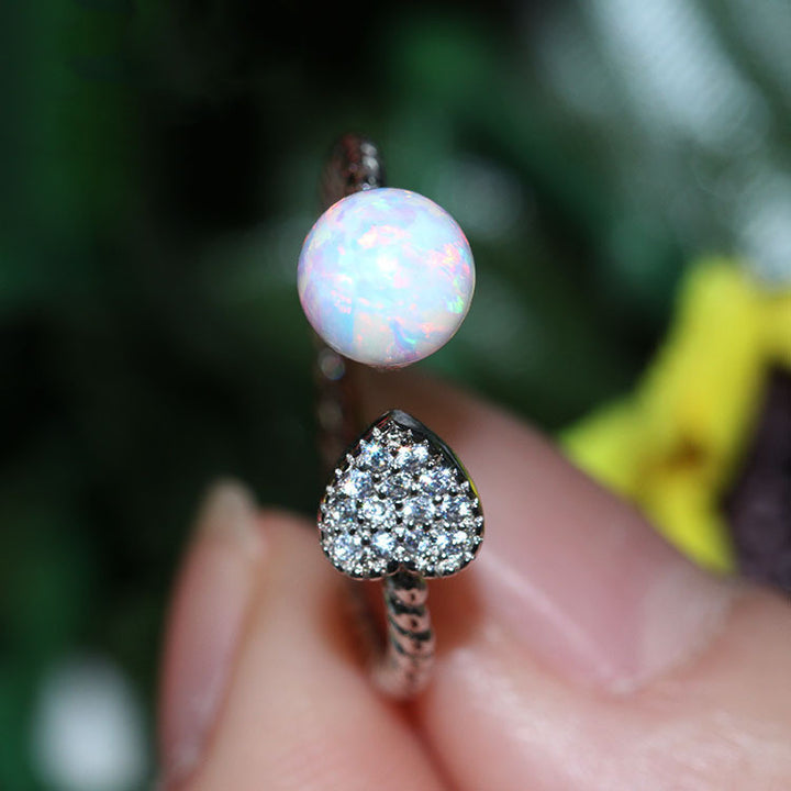 6mm Opal Beads White Colorful Ring – Thoughtful Gifts — 1