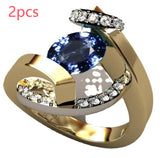 18K Gold Plated Sapphire Two-tone Ring For Women – Gifts for Her — 2
