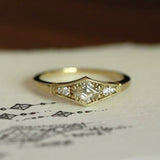 Simple Fashion Square Diamond Golden Ring Creative – Stylish Gifts — 2