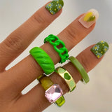 Vintage 6 Piece Green Hugging Hand Ring Set Women's – Gifts for Her — 11