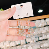 Women's Zircon Maple Leaf Tassel Earrings – Gifts for Her — 4