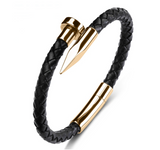 Men Genuine Leather Bullet Nail Bracelet – Jewelry Gift Ideas — 5
