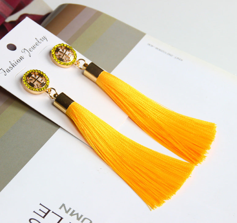 Long Elegant Tassel Earrings Diamond-embedded – Jewelry Gift Ideas — 1