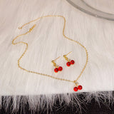 French Garnet Cherry Pendant Wine Red Ear Stud – Jewelry Gift Ideas — 4