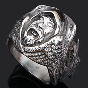 Quake Wolf Head Ring Men's Vintage Rune Titanium Steel – Gifts for Him — 7