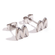 Titanium Steel Earrings 18K Gold Mini Alphabet Letter – Gifts for Her — 17