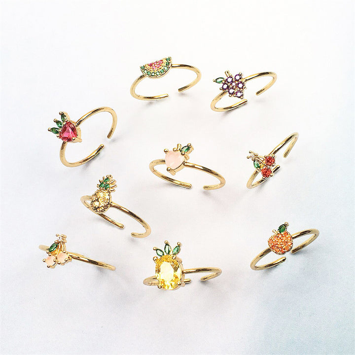 Cute Fruit Zircon Copper Ring Simple – Meaningful Gifts — 1