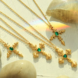 Emerald Zircon Necklace Titanium Steel 18K Gold – Jewelry Gift Ideas — 8