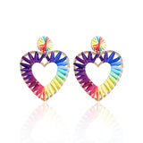 Large Oval Heart Raffia Dangle Earrings For Women Boho – Gifts for Her — 1