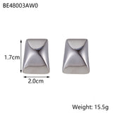 Minimalist Titanium Steel Ear Studs Triangle Oval – Stylish Gifts — 8