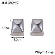Minimalist Titanium Steel Ear Studs Triangle Oval – Stylish Gifts — 8
