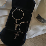 Punk Rock Dark Girl Cutout Cross Earrings – Gifts for Kids — 3