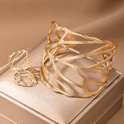 Creative Metal Design Sense Hollow Leaves Opening – Jewelry Gift Ideas — 4