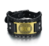 Beowulf Regalia Leather Buckle Arm Cuff With Metal Tree – Useful Gifts — 1