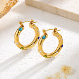Stainless Steel Inlaid Color Diamond Round – Special Occasion Gifts — 4