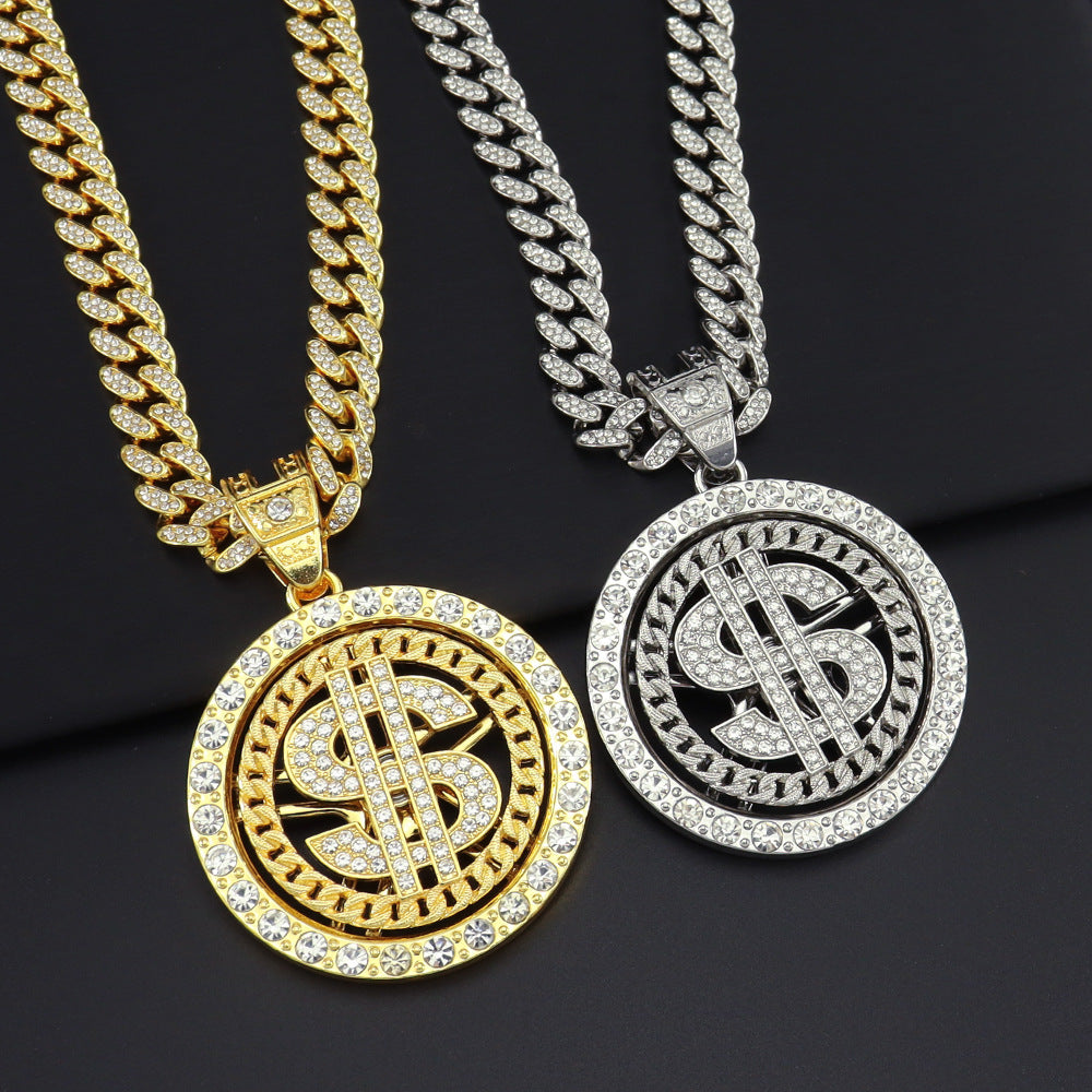 Rotable Dollar Pendant Necklace Hip Hop Fashion – Jewelry Gift Ideas — 1