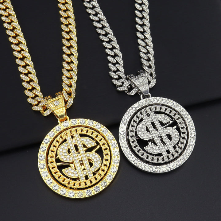 Rotable Dollar Pendant Necklace Hip Hop Fashion – Jewelry Gift Ideas — 1