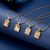 26 Letter Square Necklace Colorful Shell Luminous – Jewelry Gift Ideas — 9