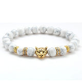 8mm Volcanic Stone Onyx Alloy Leopard Head Beaded – Jewelry Gift Ideas — 10