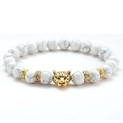 8mm Volcanic Stone Onyx Alloy Leopard Head Beaded – Jewelry Gift Ideas — 10