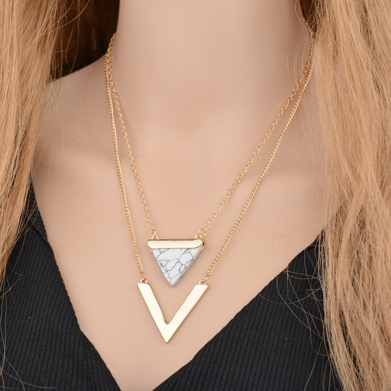 Triangle Turquoise Pendant Necklace V-shaped – Jewelry Gift Ideas — 1