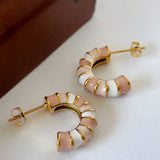 Enamel Drip Glazed Color C- Shaped Bamboo Stud Earrings – Gift Ideas — 6