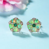 Hot Selling Platinum Opal Diamond Flower Stud Earrings – Gifts for Her — 1