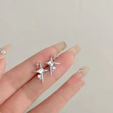 Four Awn Star Cross Zircon Earrings S925 Silver – Holiday Gift Ideas — 5