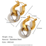18K Gold Two-color Chain Stud Earrings For Women – Gifts for Her — 5
