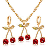 Temperament Cute Gem Cherry Necklace Earring Set – Jewelry Gift Ideas — 2