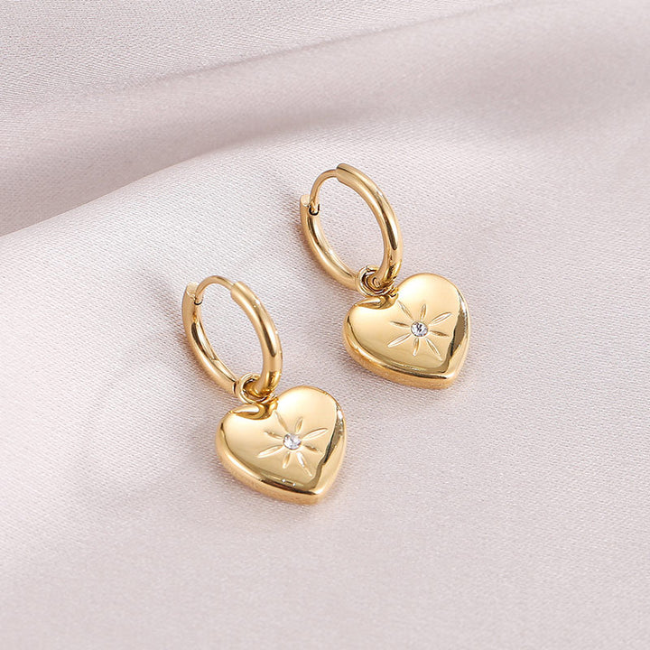 Fashion Women's Titanium Steel Heart Diamond Earrings – Stylish Gifts — 1