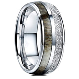 Two-tone Patch Ornament White Silk Wood Grain Ring – Gifts for Him — 4