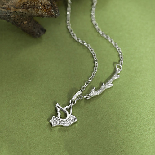 Blue Eucalyptus And Birds Necklace Women's Autumn – Jewelry Gift Ideas — 1