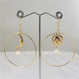 Temperament Sun Moon Pearl Earrings Retro Personality – Stylish Gifts — 9