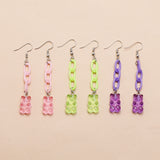 Tricolor Resin Bear Pendant Tassel Earrings – Jewelry Gift Ideas — 4