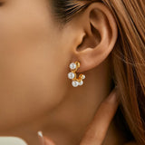 Stainless Steel C- Shaped Pearl Stud Earrings – Unique Gift Ideas — 1