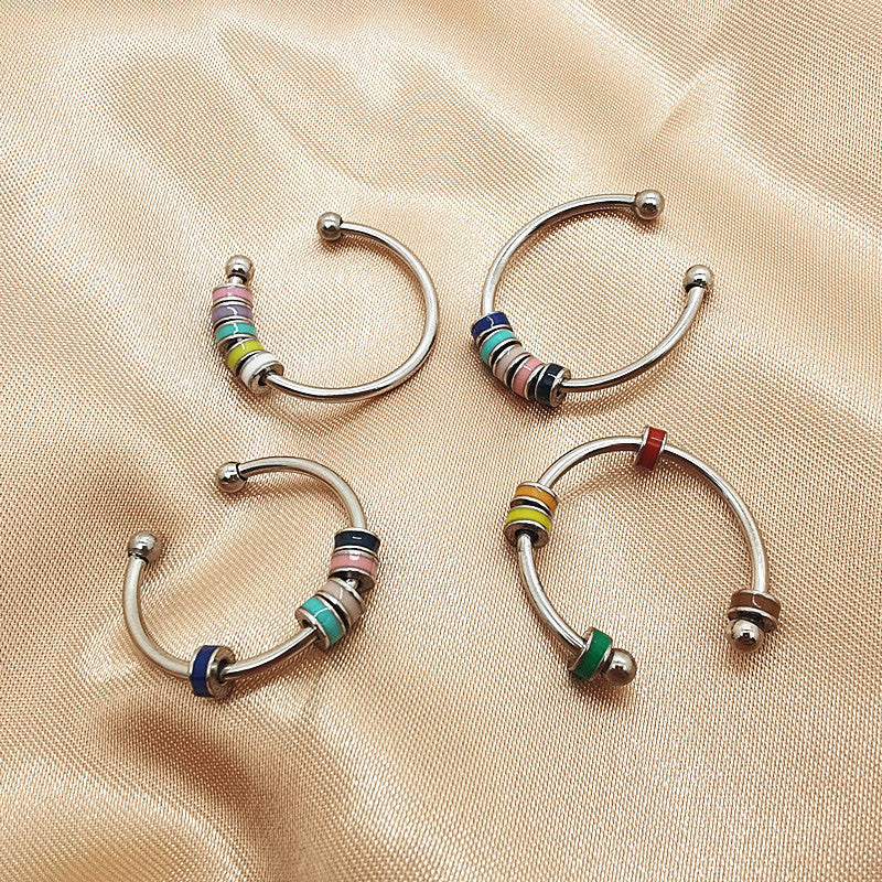 Drip Oil Spinning Bead Anxiety Ring – Stylish Gifts — 1