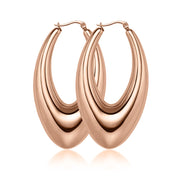 Long Oval Glossy Hollow Earrings Stainless Steel – Small Gift Ideas — 5