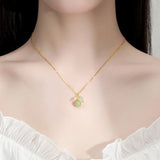 Natural Hotan Jade Leaf Necklace Female S925 – Jewelry Gift Ideas — 7