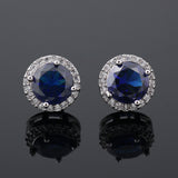 Round Sapphire Blue Red Stud Earrings AAA Zircon – Jewelry Gift Ideas — 7